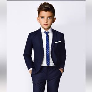 Boys Navy Blue 3 Piece Suit - Size 14. Black and Bianco, new without tags.
